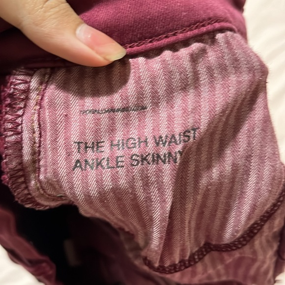 7 For All Mankind High Waist Ankle Red Skinny Jeans - Picture 5 of 11